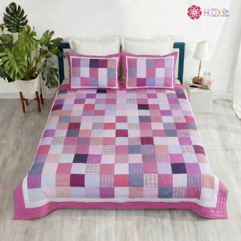 Chăn quilt vuông Mây Hồng
