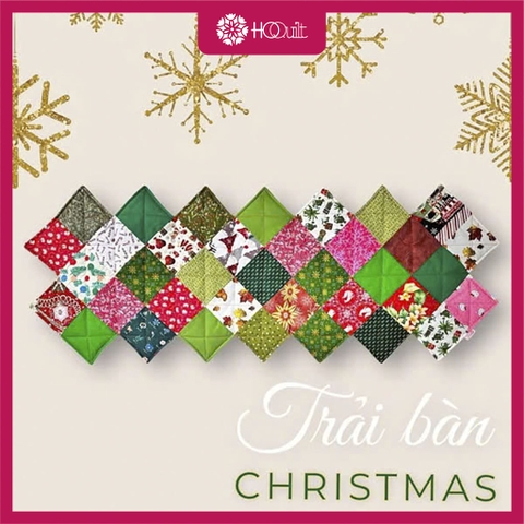 Thảm Trải Bàn Ghép Vuông Tone Noel