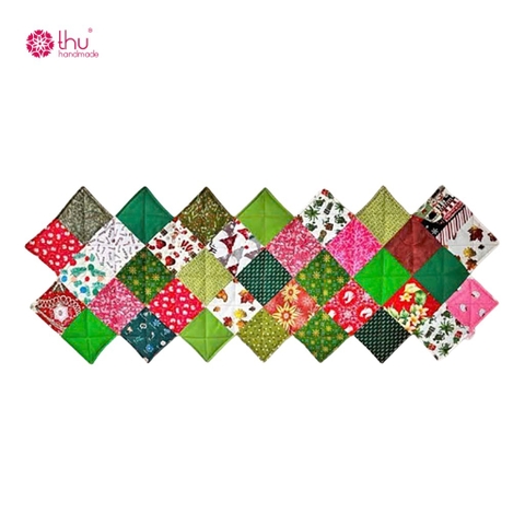 Thảm Trải Bàn Ghép Vuông Tone Noel