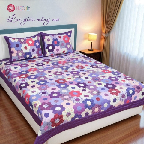 Chăn Quilt Lục lăng Tím