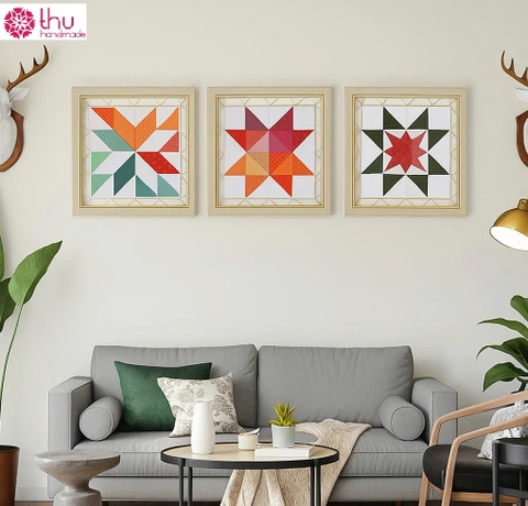 Combo 3 Tranh Decor Quilting - Ghép Vải