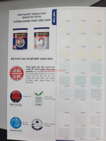 BẢNG MÀU SƠN MAXILITE