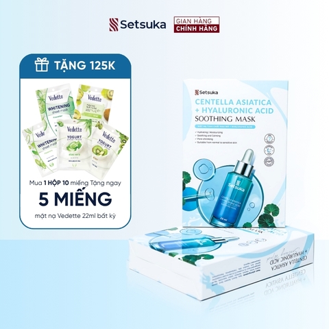Mặt nạ thạch Hydrogel Tinh chất rau má & HA - Setsuka mask cấp ẩm, làm dịu & se khít lỗ chân lông 28ml/miếng