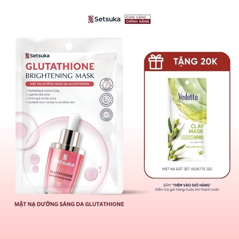 Mặt nạ dưỡng sáng da Glutathione - Setsuka MẶT NẠ DỪA SINH HỌC - làm sáng và làm đều màu da 28ml/miếng