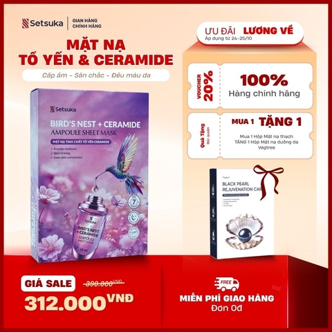 Setsuka Mặt nạ tinh chất Tổ Yến Ceramide giúp dưỡng ẩm, đều màu, săn chắc da, se khít lỗ chân lông 28ml/miếng