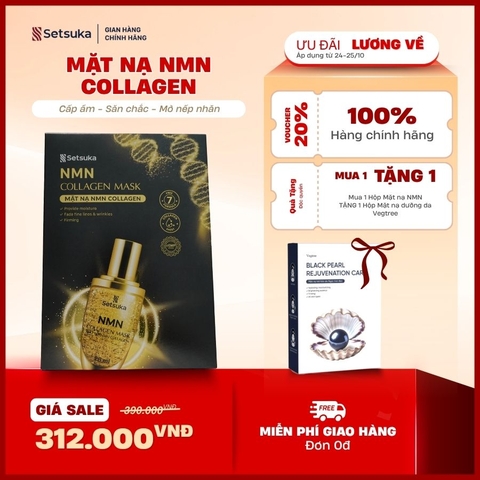 Mặt nạ Setsuka NMN Collagen 28ml giúp làm mờ các dấu hiệu lão hóa và nếp nhăn, săn chắc và mịn màng