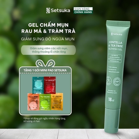 Gel Chấm Mụn Rau má & Tràm trà Setsuka Giảm Sưng Đỏ ngăn ngừa mụn, se khít lỗ chân lông 18ml