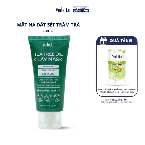 Mặt nạ đất sét Tràm Trà Vedette 80ml (Tea Tree Oil)