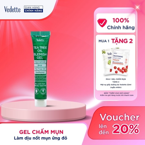 Gel Kháng Khuẩn Trị Mụn Tinh Chất Tràm Trà Vedette 18g