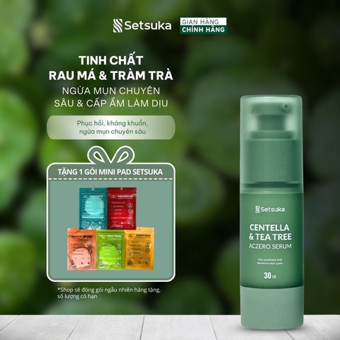 Serum/ Tinh Chất Rau má & Tràm trà Setsuka Ngừa Mụn, Dưỡng Ẩm Phục Hồi cho da dầu mụn nhạy cảm 30ml