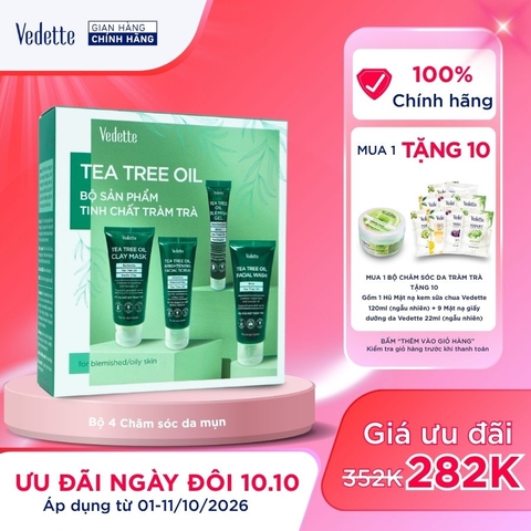 Bộ Sản phẩm Tinh Chất Tràm Trà (Tea tree oil) Vedette Chăm Sóc Da Mụn