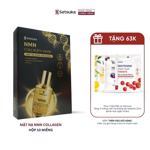 Mặt nạ Setsuka NMN Collagen 28ml giúp làm mờ các dấu hiệu lão hóa và nếp nhăn, săn chắc và mịn màng