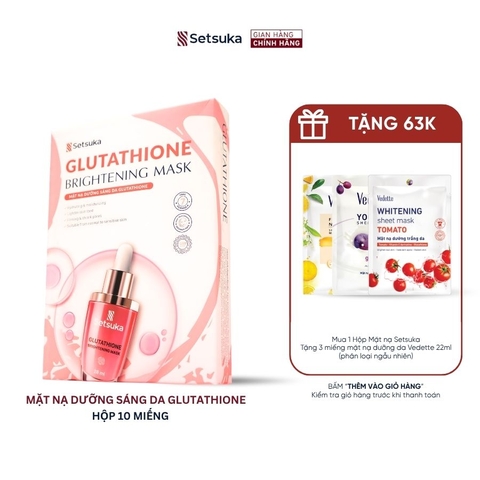 Mặt nạ dưỡng sáng da Glutathione - Setsuka MẶT NẠ DỪA SINH HỌC - làm sáng và làm đều màu da 28ml/miếng