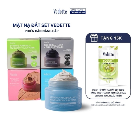 Mặt Nạ Đất Sét Vedette Clay Mask 100ml – Làm Sạch da, Kiềm Dầu, Ngừa Mụn, Dưỡng Sáng & Giúp Làm Mờ Các Dấu Hiệu Lão Hóa Da