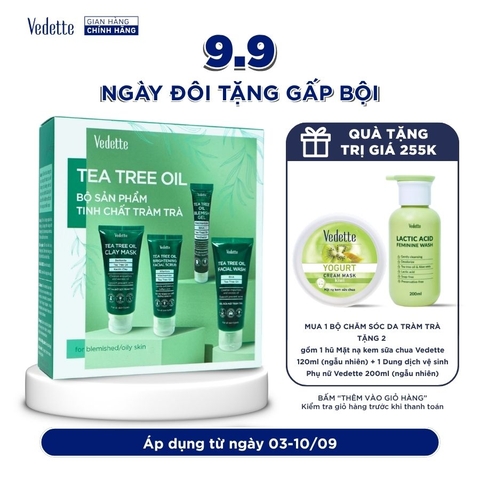 Bộ Sản phẩm Tinh Chất Tràm Trà (Tea tree oil) Vedette Chăm Sóc Da Mụn