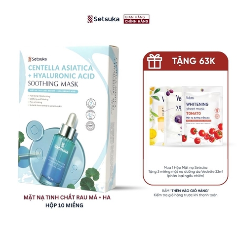 Mặt nạ thạch Hydrogel Tinh chất rau má & HA - Setsuka mask cấp ẩm, làm dịu & se khít lỗ chân lông 28ml/miếng