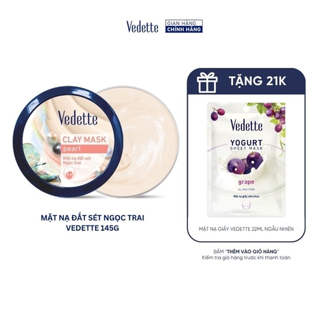 Mặt nạ đất sét Vedette Ngọc Trai 145g hút dầu thừa và chất bẩn trên da, giữ gìn vẻ tươi trẻ cho làn da. Dùng cho mọi loại da.