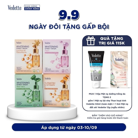 HỘP 10 MIẾNG Mặt Nạ Dưỡng Trắng Da Vedette 22ml Whitening Sheet Mask