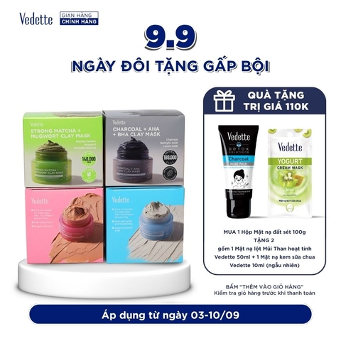 Mặt Nạ Đất Sét Vedette Clay Mask 100ml – Làm Sạch da, Kiềm Dầu, Ngừa Mụn, Dưỡng Sáng & Giúp Làm Mờ Các Dấu Hiệu Lão Hóa Da