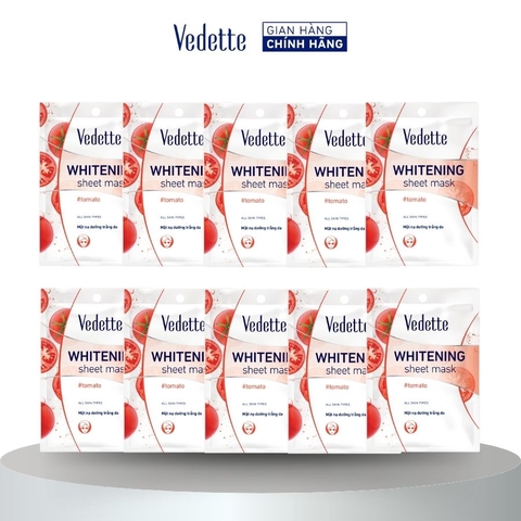 Combo 10 Mặt nạ giấy trắng da Vedette Cà Chua 22ml