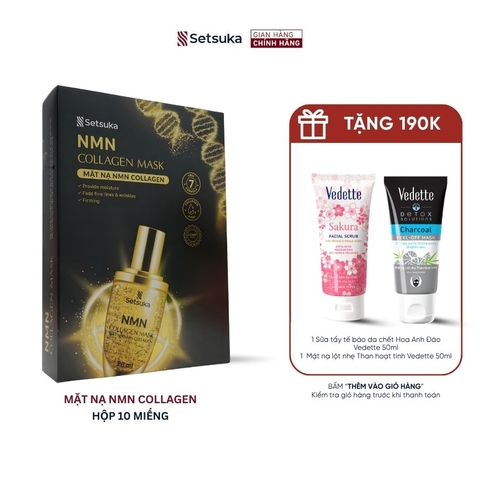 Mặt nạ Setsuka NMN Collagen 28ml giúp làm mờ các dấu hiệu lão hóa và nếp nhăn, săn chắc và mịn màng