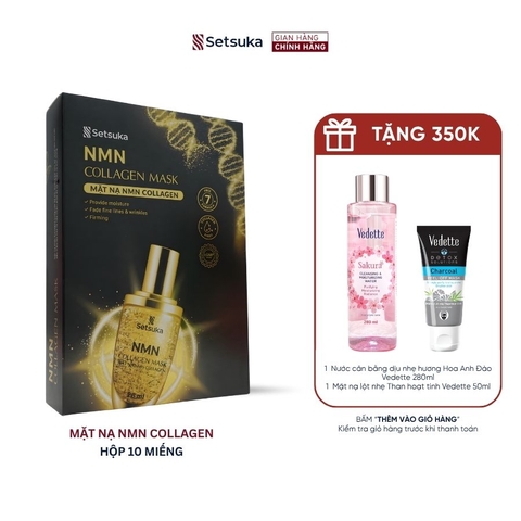 Mặt nạ Setsuka NMN Collagen 28ml giúp làm mờ các dấu hiệu lão hóa và nếp nhăn, săn chắc và mịn màng