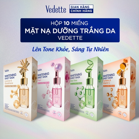 HỘP 10 MIẾNG Mặt Nạ Dưỡng Trắng Da Vedette 22ml Whitening Sheet Mask