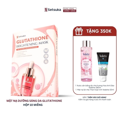 Mặt nạ dưỡng sáng da Glutathione - Setsuka MẶT NẠ DỪA SINH HỌC - làm sáng và làm đều màu da 28ml/miếng