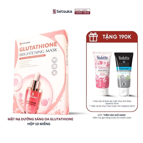 Mặt nạ dưỡng sáng da Glutathione - Setsuka MẶT NẠ DỪA SINH HỌC - làm sáng và làm đều màu da 28ml/miếng
