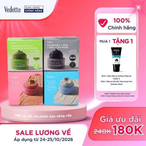 Mặt Nạ Đất Sét Vedette Clay Mask 100g – Làm Sạch da, Kiềm Dầu, Ngừa Mụn, Dưỡng Sáng & Giúp Làm Mờ Các Dấu Hiệu Lão Hóa Da