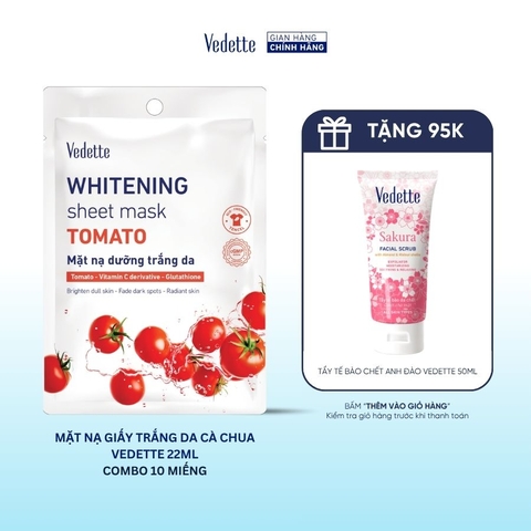 Combo 10 Mặt nạ giấy trắng da Vedette Cà Chua 22ml
