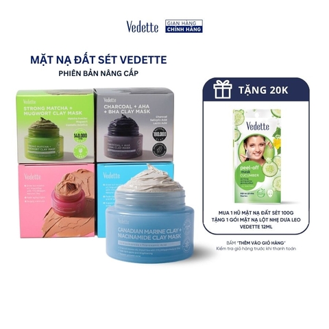 Mặt Nạ Đất Sét Vedette Clay Mask 100ml – Làm Sạch da, Kiềm Dầu, Ngừa Mụn, Dưỡng Sáng & Giúp Làm Mờ Các Dấu Hiệu Lão Hóa Da