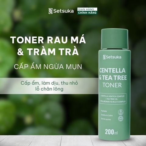 Toner Rau má & Tràm trà Setsuka Dưỡng Ẩm, Làm Dịu Da dầu mụn, se khít lỗ chân lông 200ml