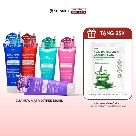 VEGTREE Sữa Rửa Mặt Làm Sạch Sâu, Hỗ Trợ Dưỡng Da Chuyên Biệt phù hợp da dầu & hỗn hợp thiên dầu 180ml
