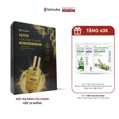 Mặt nạ Setsuka NMN Collagen 28ml giúp làm mờ các dấu hiệu lão hóa và nếp nhăn, săn chắc và mịn màng