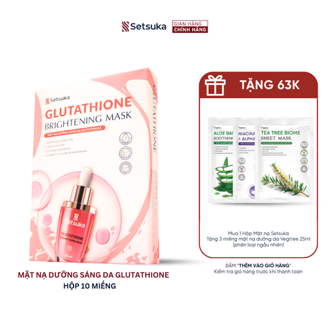 Mặt nạ dưỡng sáng da Glutathione - Setsuka MẶT NẠ DỪA SINH HỌC - làm sáng và làm đều màu da 28ml/miếng