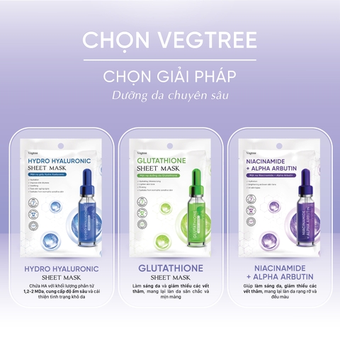 HỘP 10 MIẾNG Mặt nạ Vegtree dưỡng trắng da, đều màu da, cấp ẩm, se khít lỗ chân lông 25ml/miếng