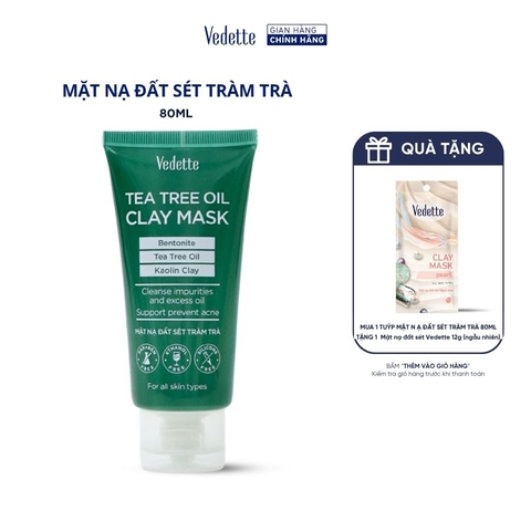 Mặt nạ đất sét Tràm Trà Vedette 80ml (Tea Tree Oil)