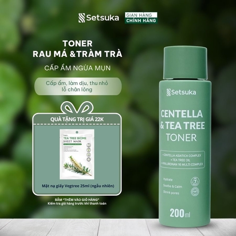 Toner Rau má & Tràm trà Setsuka Dưỡng Ẩm, Làm Dịu Da dầu mụn, se khít lỗ chân lông 200ml
