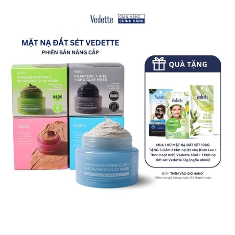 Mặt Nạ Đất Sét Vedette Clay Mask 100g – Làm Sạch da, Kiềm Dầu, Ngừa Mụn, Dưỡng Sáng & Giúp Làm Mờ Các Dấu Hiệu Lão Hóa Da