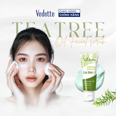 COMBO 1 Sữa rửa mặt 100ml + Gel chấm mụn 18ml Tinh dầu tràm trà Vedette Sạch da Dịu da Hỗ trợ ngăn ngừa mụn