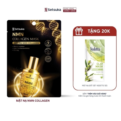 Mặt nạ Setsuka NMN Collagen 28ml giúp làm mờ các dấu hiệu lão hóa và nếp nhăn, săn chắc và mịn màng