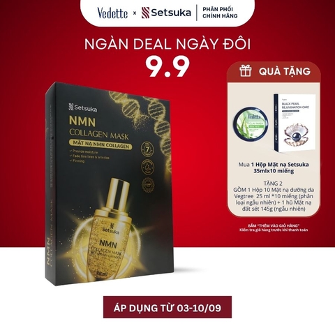 Mặt nạ Setsuka NMN Collagen 28ml giúp làm mờ các dấu hiệu lão hóa và nếp nhăn, săn chắc và mịn màng