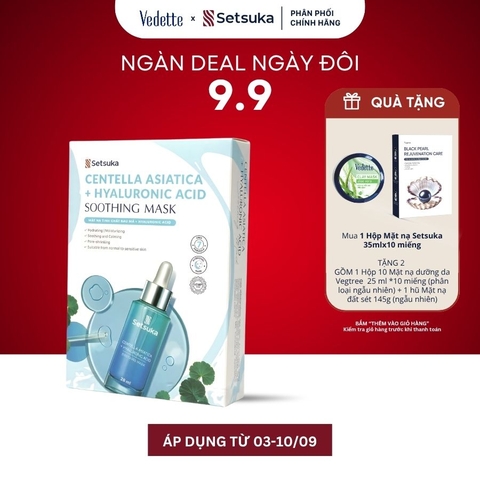 Mặt nạ thạch Hydrogel Tinh chất rau má & HA - Setsuka mask cấp ẩm, làm dịu & se khít lỗ chân lông 28ml/miếng