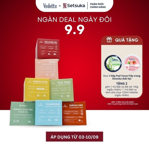 Toner Pad và Cleansing Pad Setsuka làm sạch và dưỡng da chuyên sâu, tẩy trang, dưỡng ẩm, se khít lỗ chân lông, săn chắc