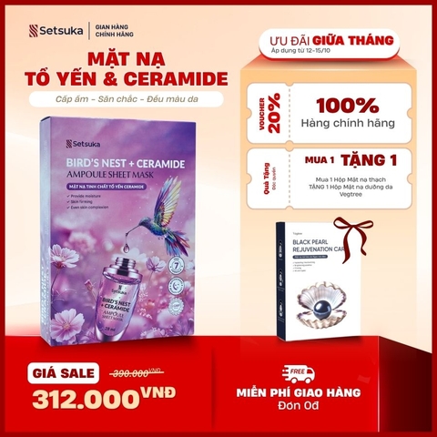 Setsuka Mặt nạ tinh chất Tổ Yến Ceramide giúp dưỡng ẩm, đều màu, săn chắc da, se khít lỗ chân lông 28ml/miếng