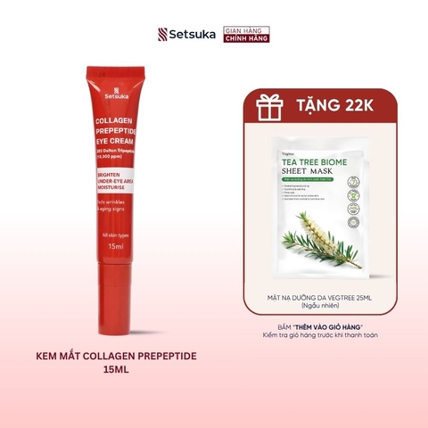 Kem Mắt Collagen Prepeptide SETSUKA EYE CREAM 15ml Làm mờ nếp nhăn, các dấu hiệu lão hóa da & làm sáng vùng da quanh mắt