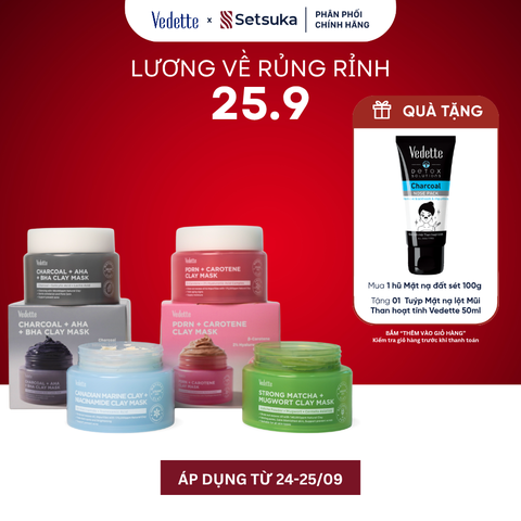 Mặt Nạ Đất Sét Vedette Clay Mask 100g – Làm Sạch da, Kiềm Dầu, Ngừa Mụn, Dưỡng Sáng & Giúp Làm Mờ Các Dấu Hiệu Lão Hóa Da
