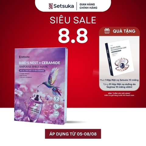 Setsuka Mặt nạ tinh chất Tổ Yến Ceramide giúp dưỡng ẩm, đều màu, săn chắc da, se khít lỗ chân lông 28ml/miếng
