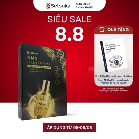 Mặt nạ Setsuka NMN Collagen 28ml giúp làm mờ các dấu hiệu lão hóa và nếp nhăn, săn chắc và mịn màng